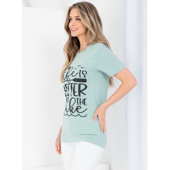Mint Green ‘Life is Better at the Lake’ Graphic Tee - Picture 4 of 14